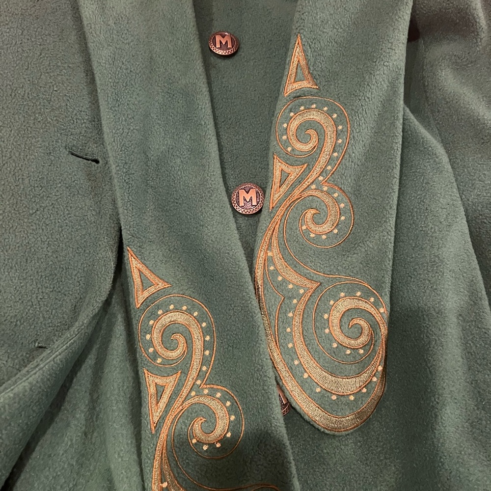 Vintage Bob Mackie XS Green Jacket with attached scarf - Picture 5 of 8